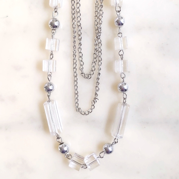 NWOT. Multiple Shapes/Materials Chained Necklace. - Picture 3 of 3